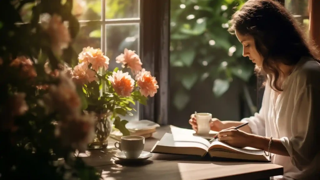 Tagebuch schreiben: 10 wichtige Fragen, Frau am Schreibtisch