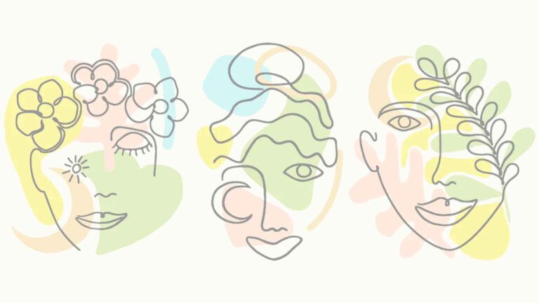 Entdecke deine Bestimmung mit Journaling, drei abstrakte Gesichter