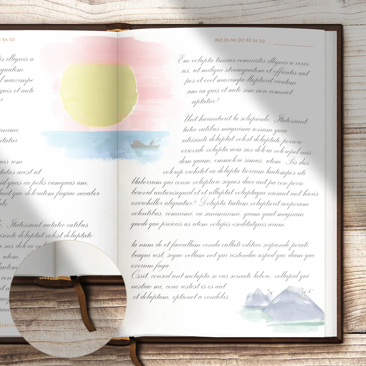Schönes Tagebuch, illustriert mit Aquarellmalerei und schönen Sprüchen zum Nachdenken, LUCA TAGEBUCH, Bild03